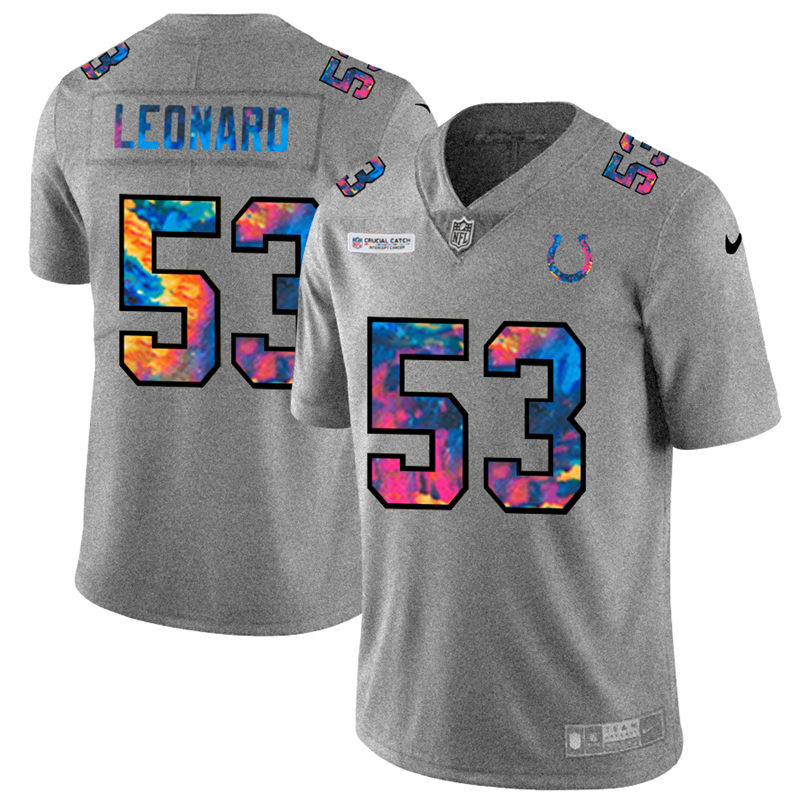 NFL Indianapolis Colts #53 Darius Leonard Men Nike MultiColor 2020  Crucial Catch  Jersey Grey->houston texans->NFL Jersey